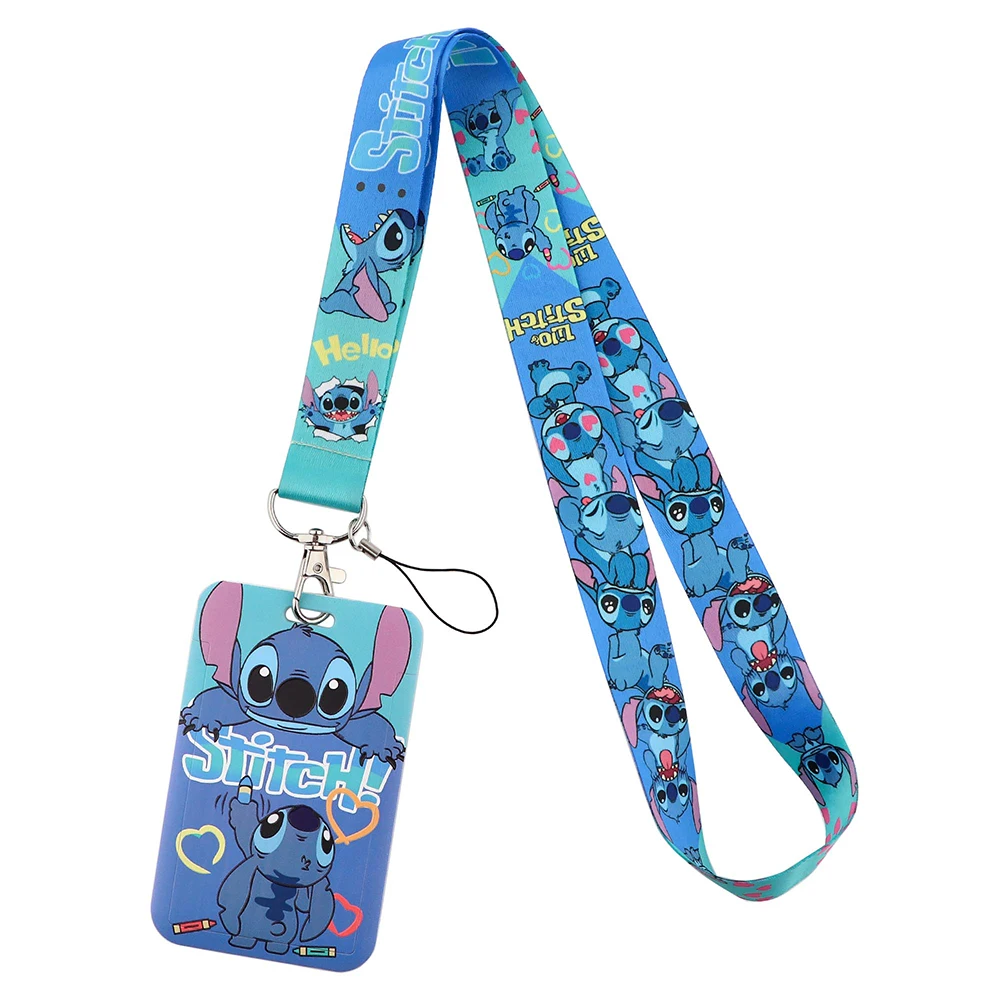 Lilo Stitch – lanière de couple mignonne pour chaîne de clés, couverture de carte de crédit, passe-téléphone Mobile, sangles de charme, porte-Badge, accessoires de clé