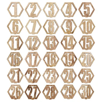 

Wood Wedding Party Hexagon Table Numbers (NO. 1-30), Easy To Assemble,For Party Table Centerpieces Reception Decorations
