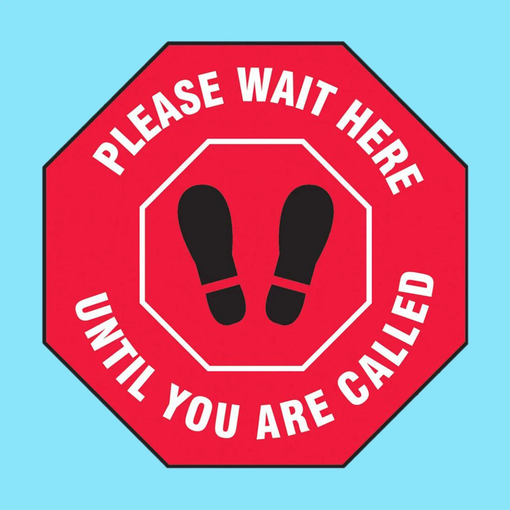 Rectangular Vinyl Social Distancing Floor Signs Wait Here Public Sticker Label Decal Marker Warning Anti-Slip Crowd Control