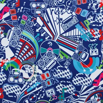 

1 yard Polyester/PVC coated Waterproof Fabric for bag,- Cartoon - baby on Navy blue background (width=140cm)