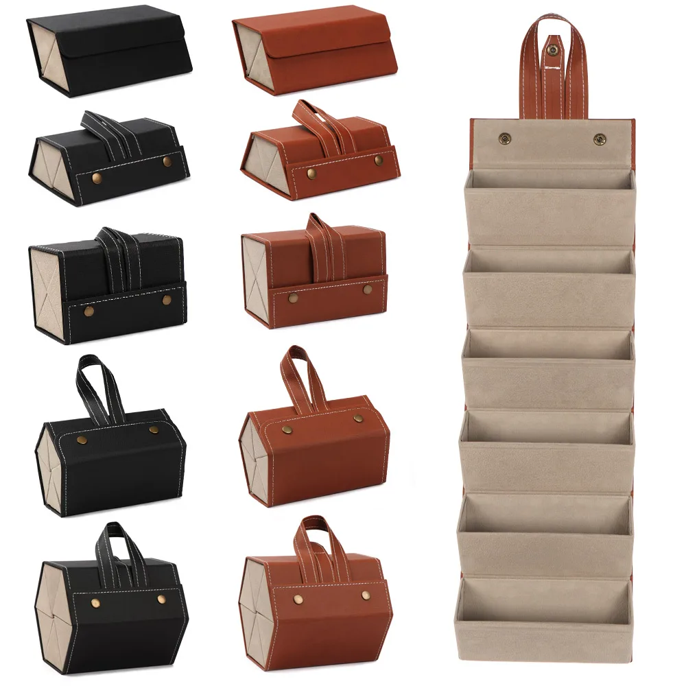 Glasses Case Glasses Storage Bag Sunglasses Bag Portable Glasses Organizer 2/3/4/5/6 Multi-slot Eyeglasses Storage Display Travel Folding Sunglasses PU Leather Case