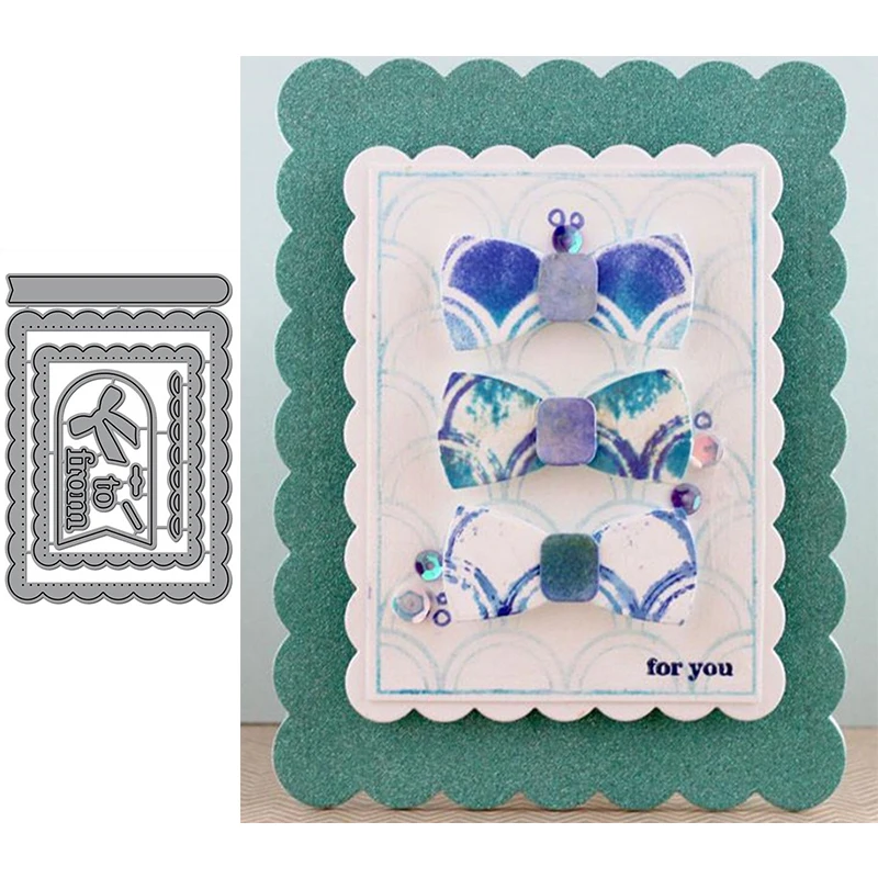 

Rectangular Irregular Lace Flower Border Graceful Bow Words FROM TO Metal Cutting Dies For New DIY Scrapbooking Album Cards 2019