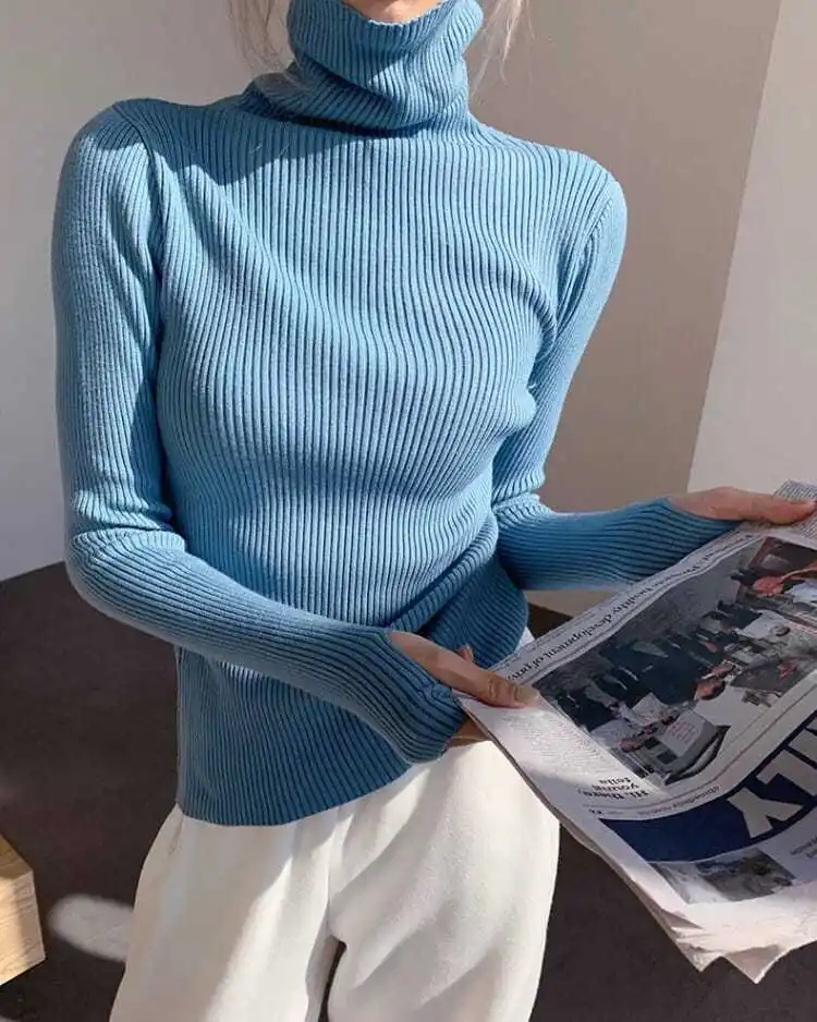Tanie Szary golf kobiet sweter z długim sklep