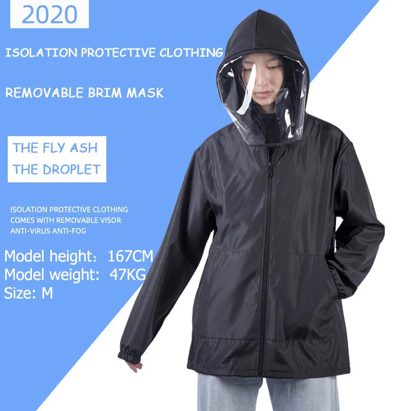 

Antivirus Sneeze Resistant Polyester Reusable Washable Waterproof Raincoat Jacket Removable Face Mask Suitable For Isolation