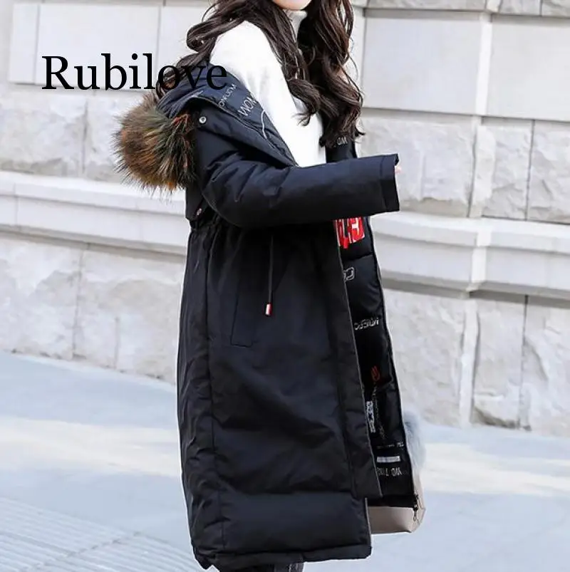 

Rubilove Thick Warm Female Jacket 2019 Slim Drawstring Winter Women's Parkas Plus Size 3XL Wadded Coats Hooded Wear On Both Side