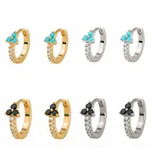 Серьги-гвоздики 925 пробы серебряные круглые женские серьги синий и черный кубический цирконий CZ серебряные ювелирные изделия A30