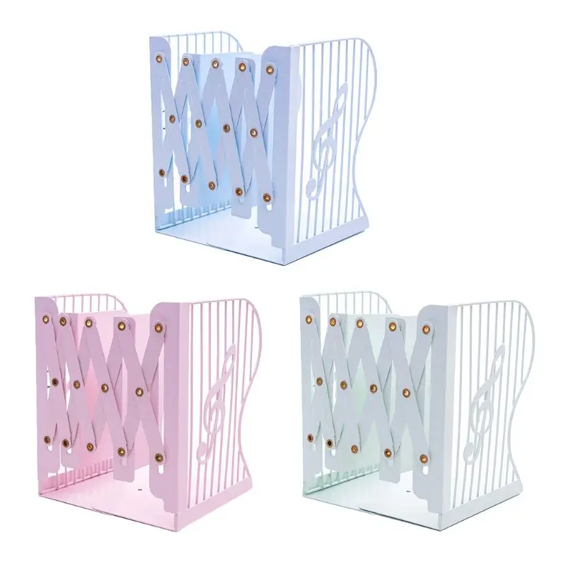 

Note Metal Retractable Bookends Support Stand Holder Shelf Bookrack Organizer