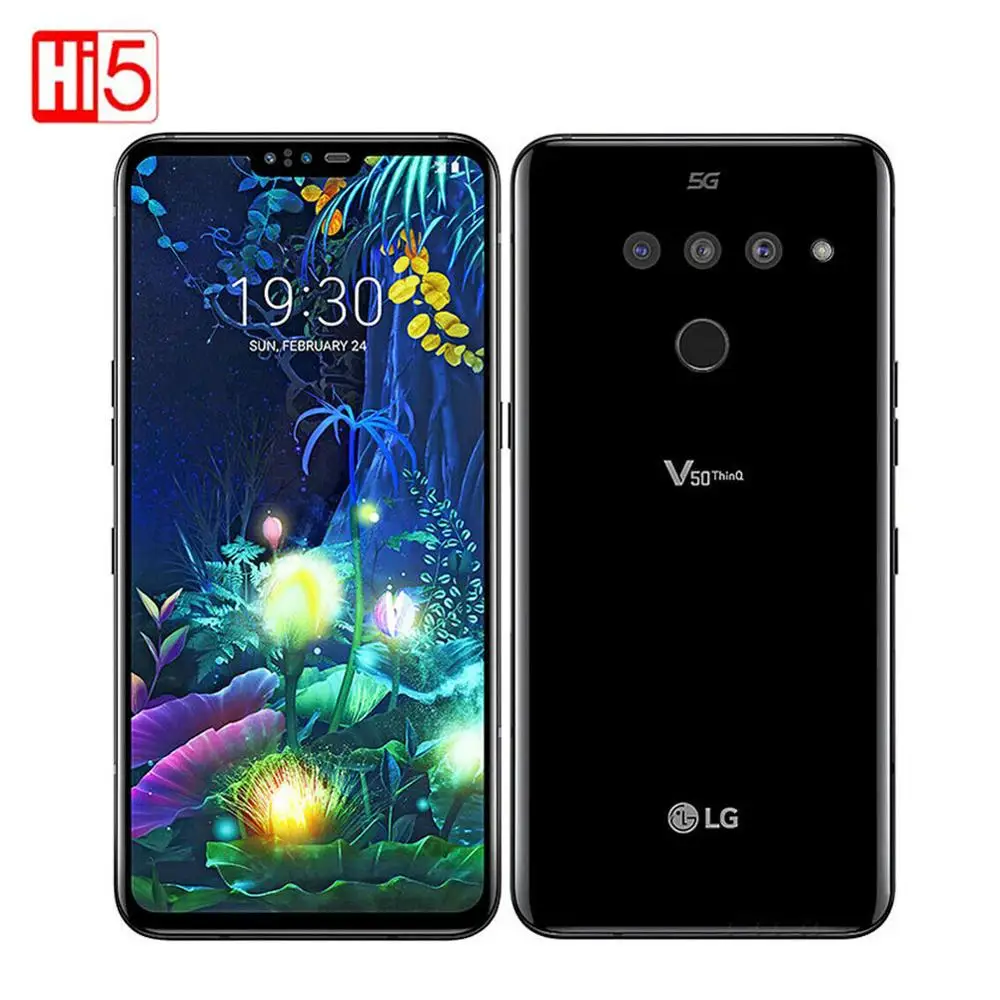LG-teléfono inteligente V50 V500N ThinQ, Original, 6GB RAM 128GB ROM de 6,4 pulgadas, cámara trasera Triple de 16MP, LTE, desbloqueado con huella dactilar