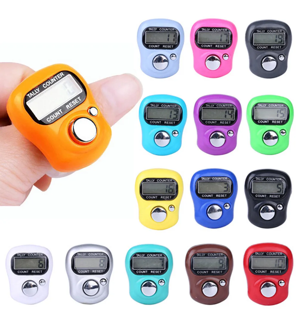 

CARPRIE Digit Digital LCD Electronic Golf Finger Hand Ring Knitting Row Tally Counter TALLY Pedometer Random Color