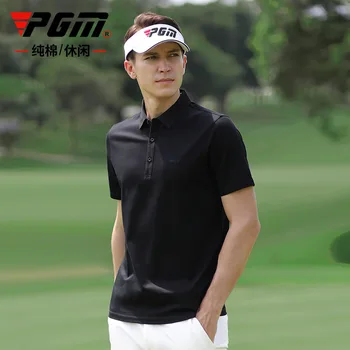

PGM 2020 New Golf Men's Short-Sleeved Black T-shirt Breathable Quick-Dry Cotton Sport Clothing YF322