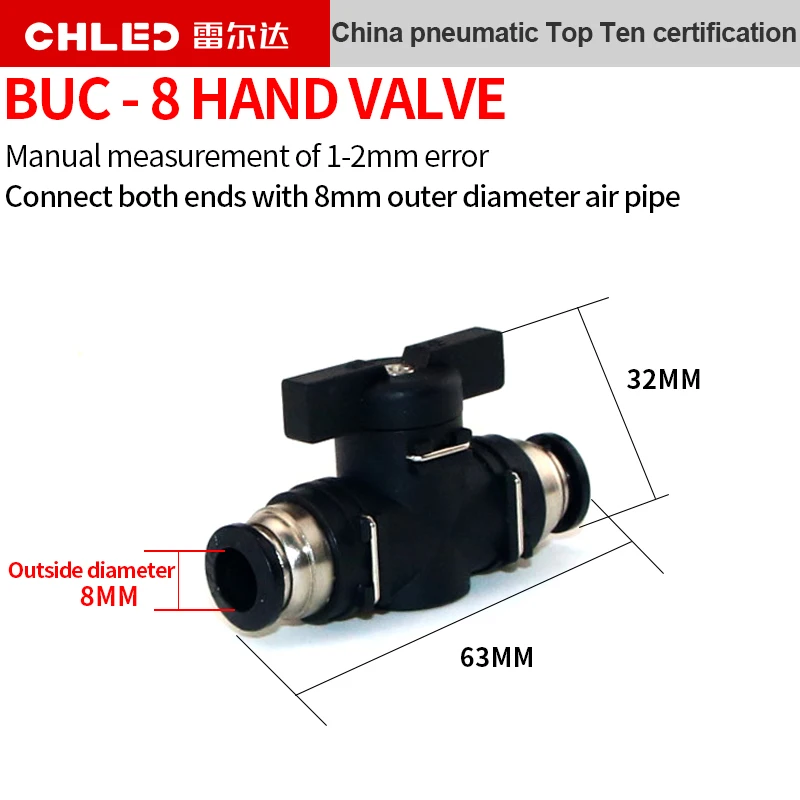 Pneumatické klapka armatury BUC/HVFF wa pipes a pu konektorů bezprostřední zarazit 4mm 6mm 8mm 10mm 12mm plastový hadicové rychlý couplings