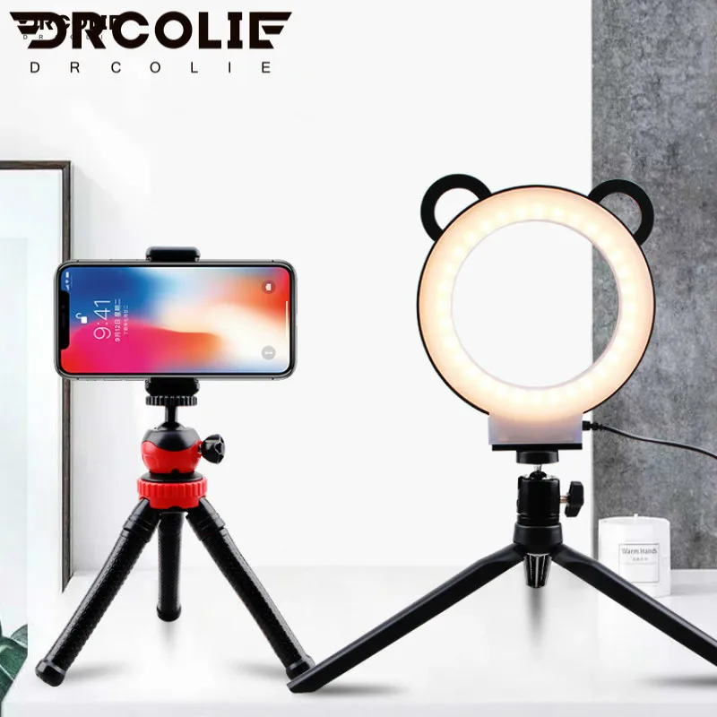 

DROCLIE Desktop Fill Light Mobile Phone Live Bracket Octopus Tripod Anchor Self-timer Photography Beauty Ring Light