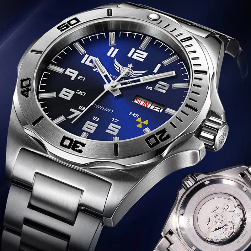 

Men's Automatic Hollowed Out Mechanical Watch Steel Belt Double Calendar Waterproof Luminous Sports Timing Business Watch