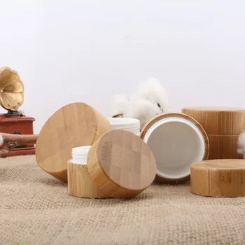 

5ml 10ml 30ml 50ml Natural Bamboo Refillable Bottle Cosmetics Jars Box Makeup Cream Storage Pot Container Round Bottles Portable