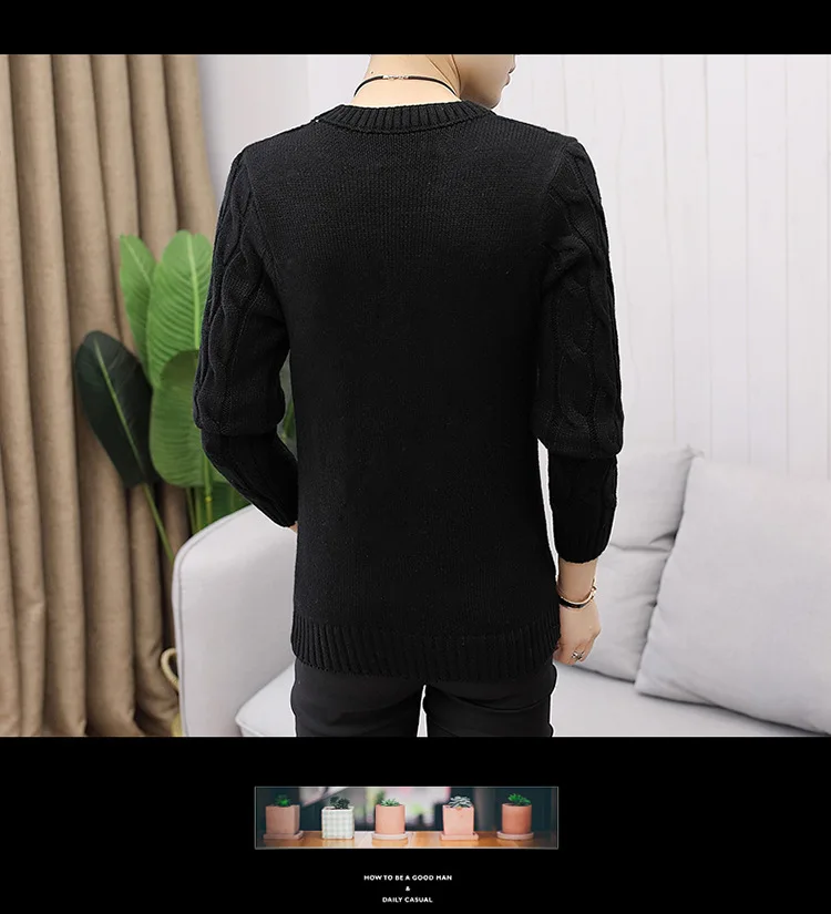 Black White Thick Sweater Long Leeve for Men Solid Loose Fashion Sweater Knitted Japan Style Mens Designer Sweater