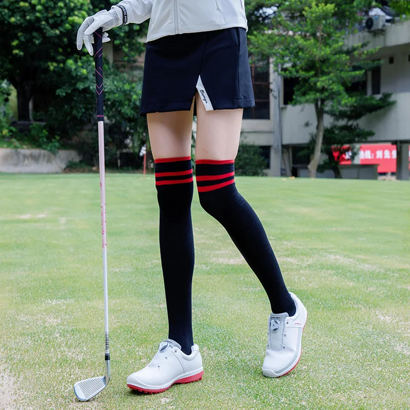 TTYGJ A Pair Golf Socks Women's Knee-high Socks Warm Breathable Three Bars Hundred Match Casual Long Sports Cotton Socks