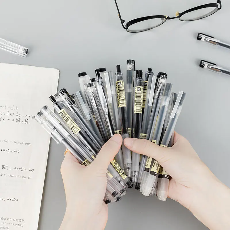 Sharkbang 0.35mm 0.5mm Gel Pen 12pcs/Pack Blue/Black/Red Ink Handle Writing Pen Set Cap Press School Drawing Stationery Supplies 2