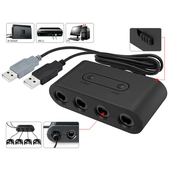 

Bevigac Portable 4 Ports Controller Converter Adapter with Turbo Home Buttons for Nintend Switch GC GameCube Wii U PC USB
