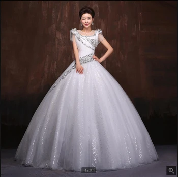 

2019 new arrival red white ball gown heavily beading crystals wedding dresses pleated cap sleeve scoop neckline wedding gowns