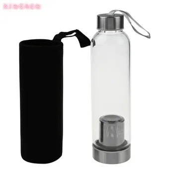 

XINCHEN 550ml Glass with Tea Filter 5 Colors Protective Bag Water Bottle, Portable Sports Cup, My Thermos Water