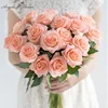 Livraison gratuite (11 pcs/Lot) fleurs artificielles rose fraîche vraie touche fleurs roses, décorations pour la maison pour la fête de mariage ou d'anniversaire ► Photo 2/6