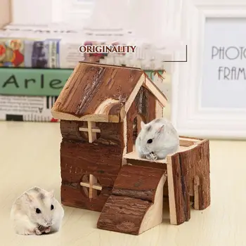 

Pets 2 Storey Wooden House Waterproof Small Villa Play Cabin for Hamsters Bunny