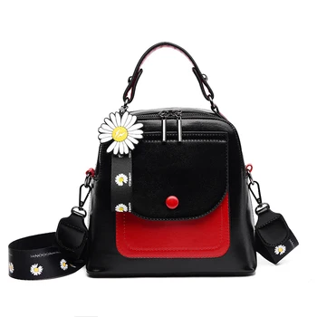 

New Designer Fashion Women Leather Backpack Patchwork Soft Multi-Function Small Backpack Female Ladies Shoulder Bag Girl Purse