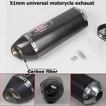 

51mm Universal Motorcycle Exhaust R77 carbon fiber Muffler Pipe Escape Moto Racing for cbr650 1000 cb650f gsxr600