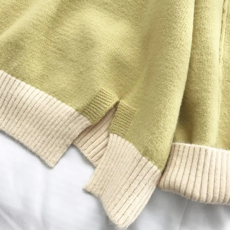 Осень зима вязаный женский свитер водолазка пуловер теплый свитер женский свободный толстый длинный рукав вязаный свитер женский Q1889
