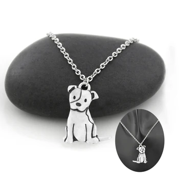 

Pit Bull Terrier & Staffordshire Terrier Puppy Pendant Necklace For Women Stainless Steel Chain Dog Lover Necklace Kids Jewelry