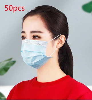 

Fast delivery 3-layer mask 50pcs Face Mouth Masks Non Woven Disposable Anti-Dust Masks Bacteria Proof Flu Earloops Face Masks