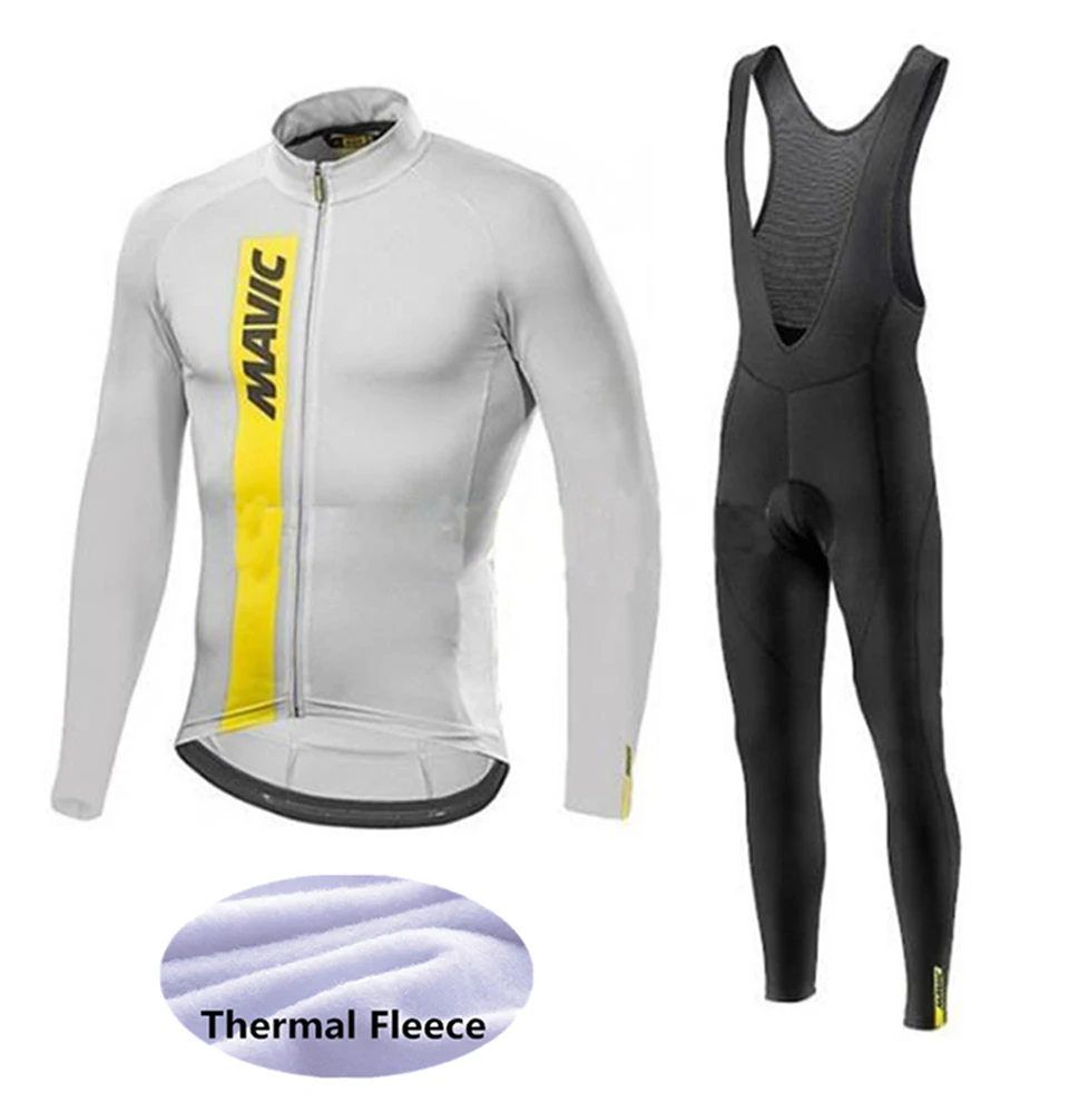 Mavic Pro team зимний комплект из Джерси с длинным рукавом для велоспорта, одежда для горного велосипеда, Теплая Флисовая одежда для велоспорта, Майо Ropa Ciclismo - Цвет: Cycling suit