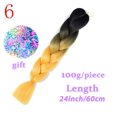 24 Inches Long Jumbo Braiding Hair Hair Crochet Braids Ombre Blue Pink Grey African Synthetic Hair Extensions - Цвет: T1B/4/27