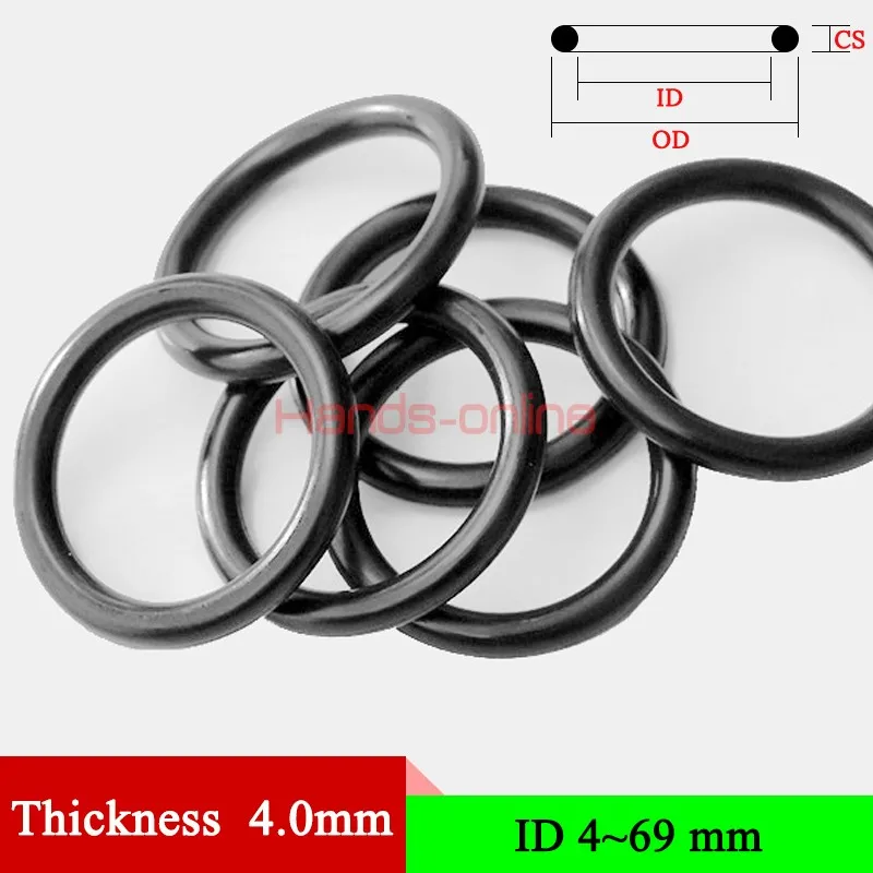 

10x NBR70 Rubber Ring Gasket Thickness 4mm/0.16" Black Oil Resistance Water Proof O-ring Seal ID 4-69mm/0.16-2.72" Oring Gaskets