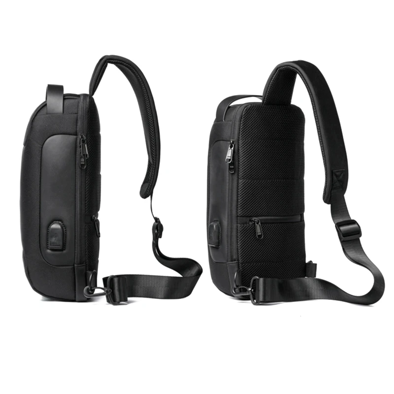 Men's Waterproof USB Oxford Crossbody Bag Anti-theft Shoulder Sling Multifunction Short Travel Messenger Chest Pack For Male