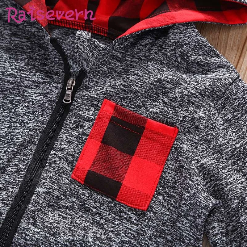 Raisvern/детские куртки с капюшоном; клетчатое пальто в стиле пэчворк для мальчиков; серое пальто с длинными рукавами; осень г