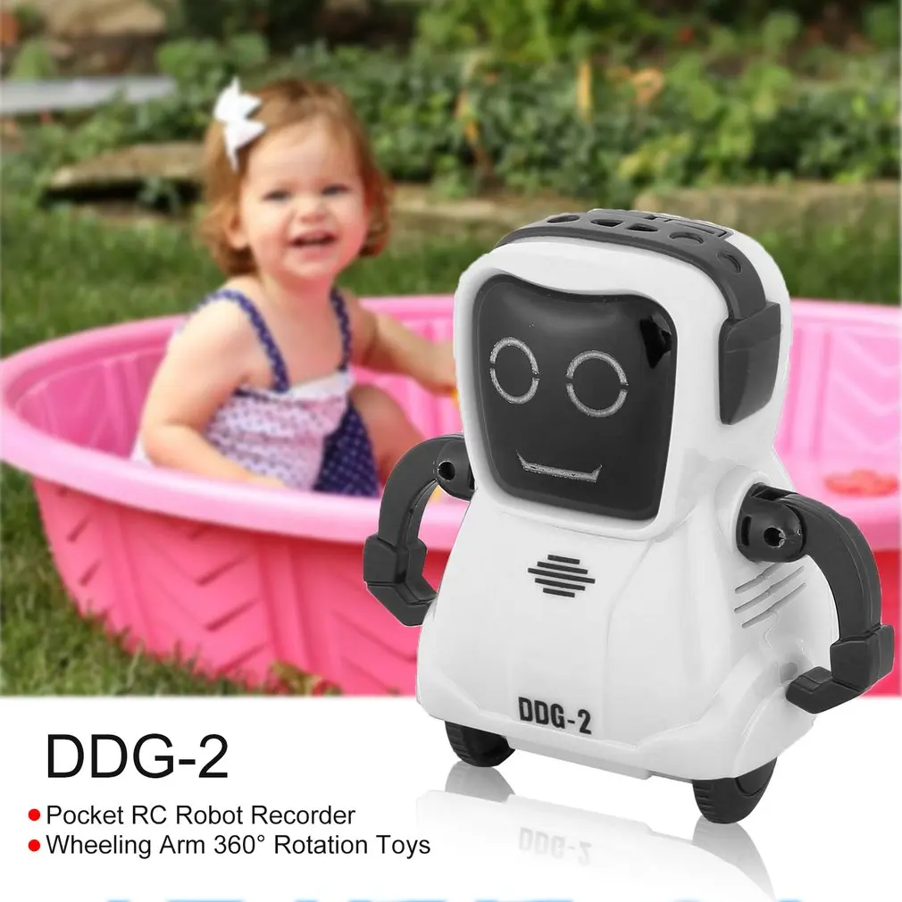 DDG-2 Intelligent Smart Mini Pocket Voice Recording RC Robot Recorder Freely Wheeling 360 Rotation Arm Toys for Kids Gift