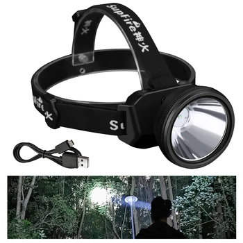

Supfire Spotlight Headlamp USB Rechargeable Waterproof Led Torch Long Range Large-scale Headlight Built-in 18650 Battery