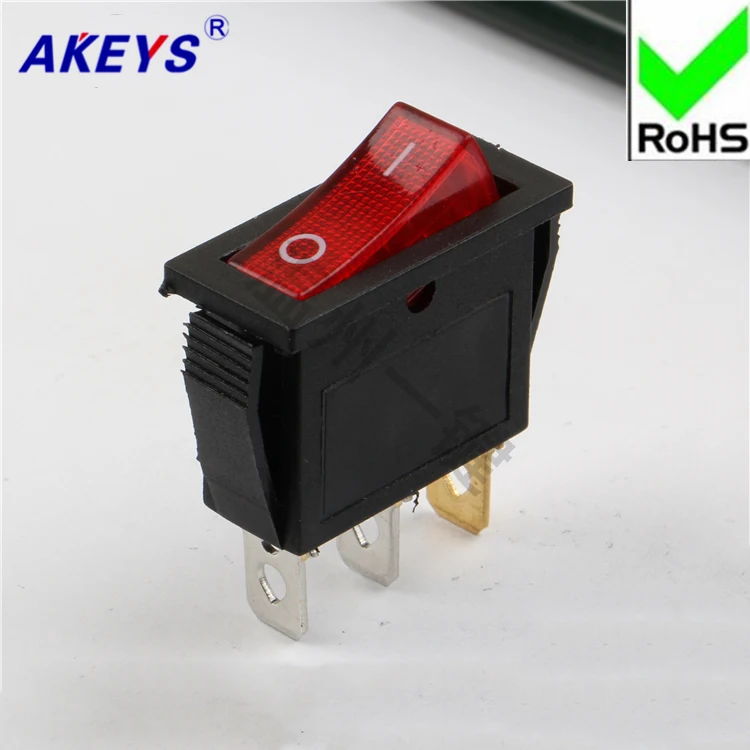 

10PCS KCD3-101-3P switch for ship Second gear 3PINS 13.5*31 with Red Light