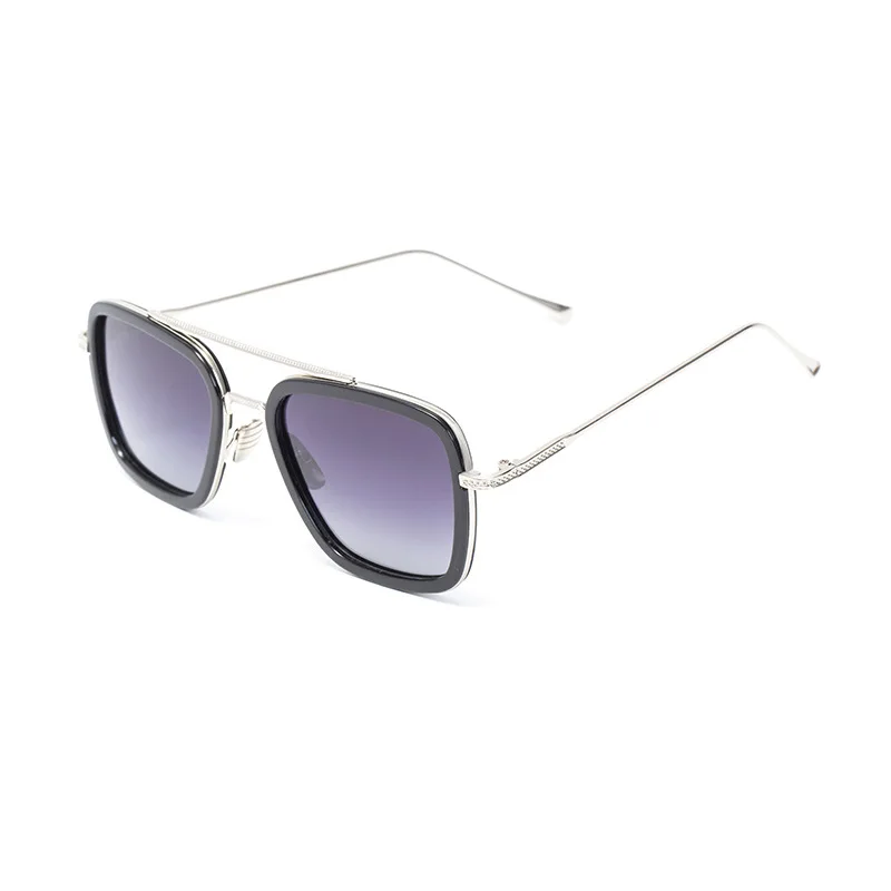 Lentes Tony Stark поляризованные солнцезащитные очки мужские градиентные брендовые дизайнерские ретро винтажные квадратные железные мужские очки 66218-1