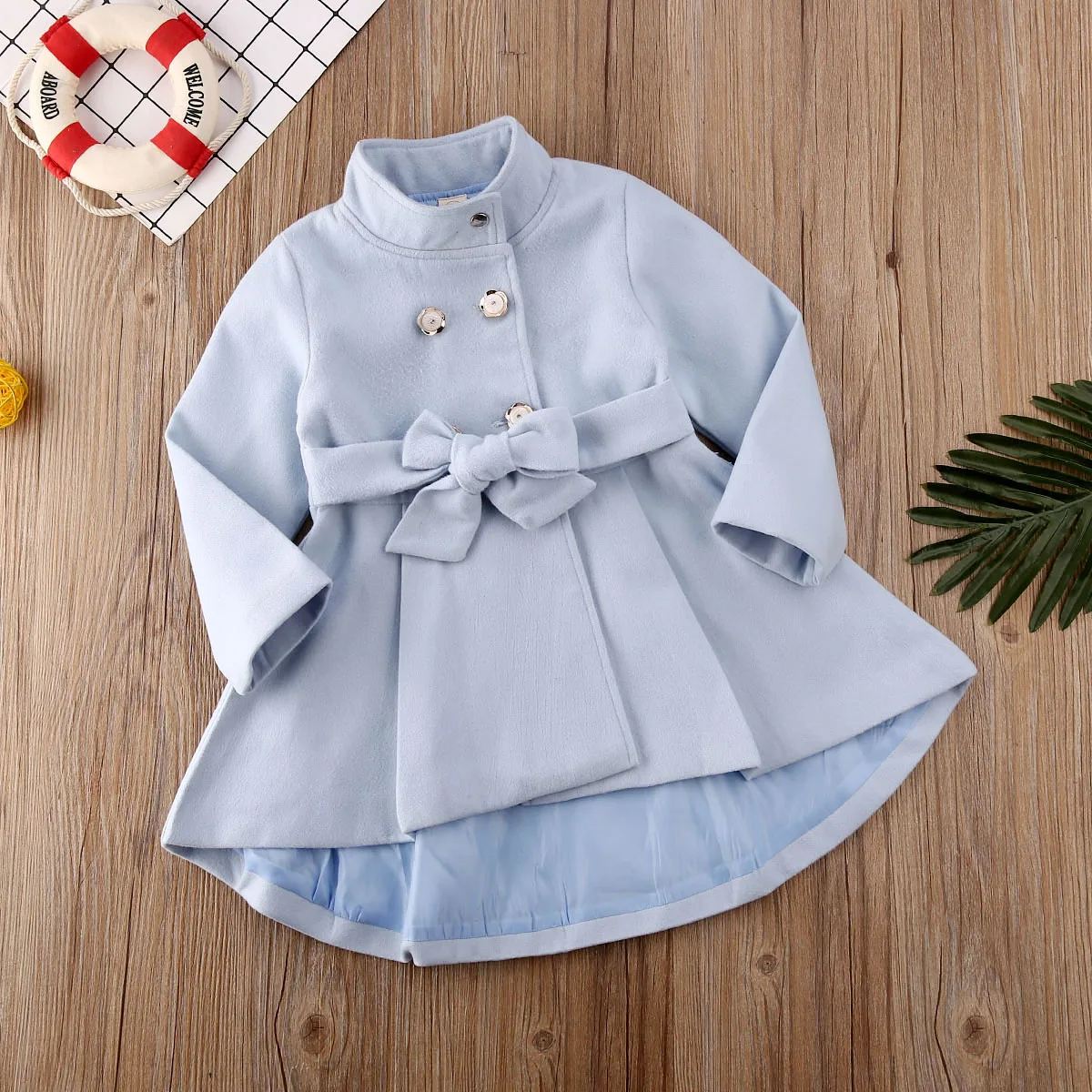 Pudcoco/размер на 1 до 5 лет, зимнее теплое детское платье-ветровка для маленьких девочек, vestidos, верхняя одежда однотонное детское синее пальто с бантом