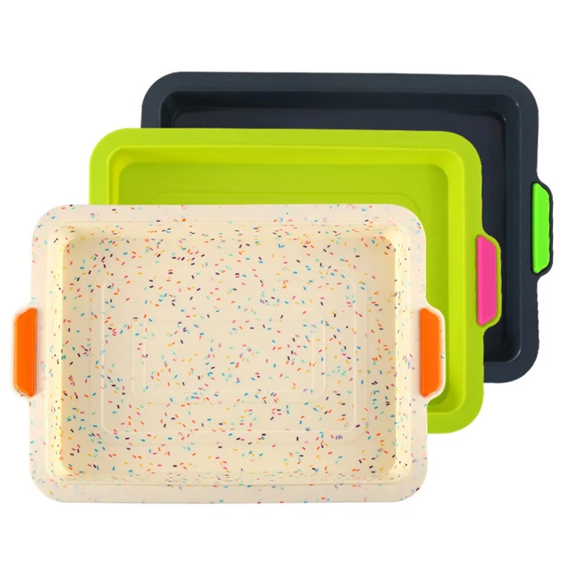 Silicone Cake Pan Rectangle Food Grade Silicone Household Baking Pan Bakery Non-Stick Reusable Baking Pan Kitchen Baking Tools