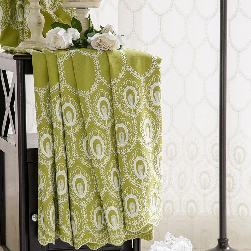 

Curtains for Living Room Phoenix Ling-Cotton Hemp Curtain Cotton Embroidery Curtain Cloth Embroidery Window Yarn Fabric