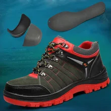 Безопасная обувь и головные уборы мужские туфли-оксфорды на низкой подошве со стальным носком Нескользящая дышащая сетчатая обувь походная одежда DXZ055