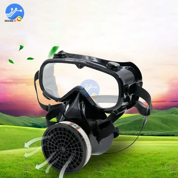 

Half Face Gas Mask Respirator Filter Reusable Anti-dust Mask With Safety Glasses for Painting Spraying Lab Chemistry