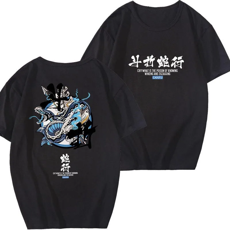 Футболка с принтом в Восточном китайском стиле для мужчин и женщин, хлопковая футболка с коротким рукавом и круглым вырезом, японские Ukiyo-e этнические футболки - Цвет: Color20