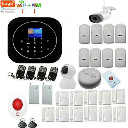 

Touch Panel WiFi GSM Security Burglar Alarm System TUYA APP Control Outdoor IP Camera Smoke Fire Alarm Sensor ALEXA GOOGLE Home