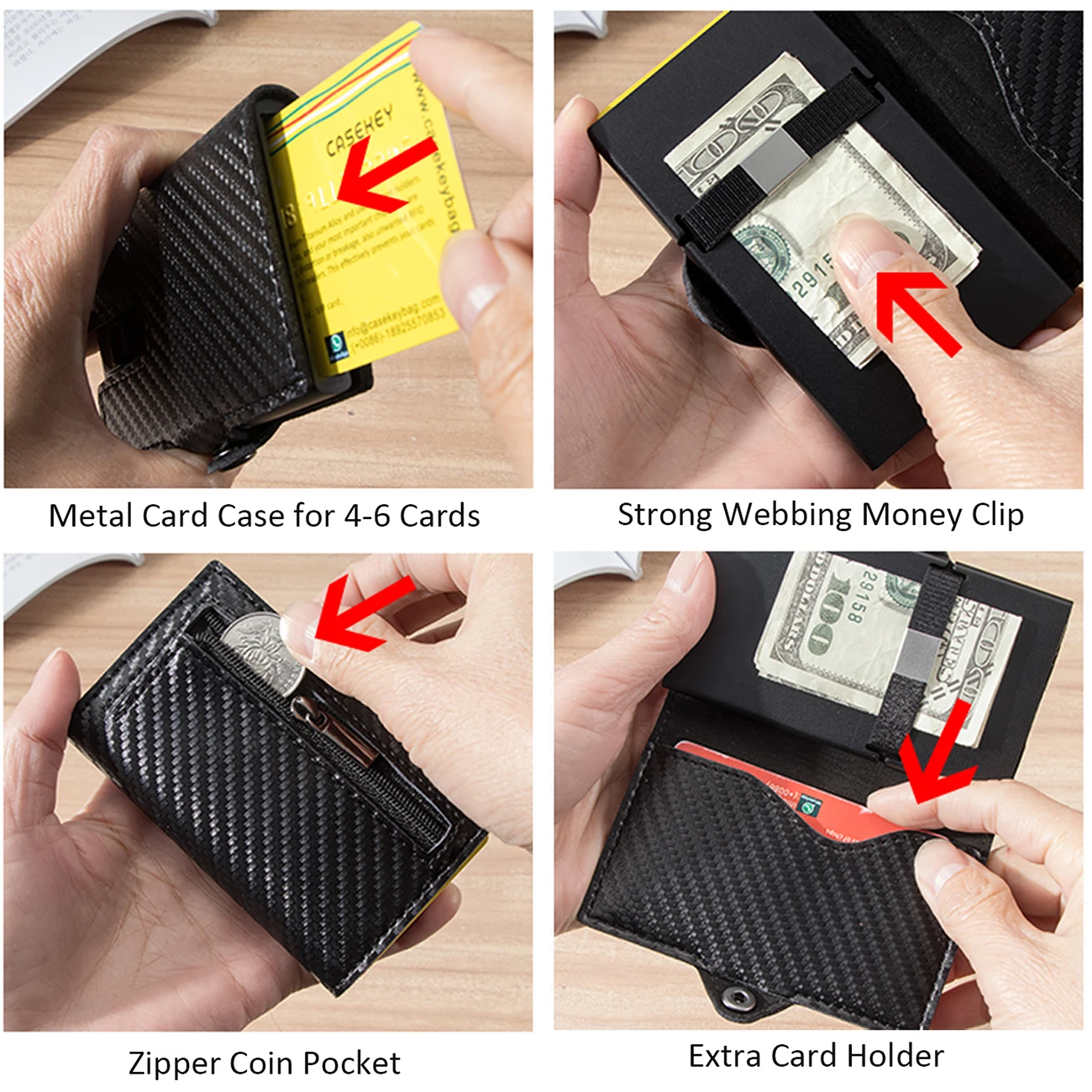 2022 Leather Wallet for Men Metal Case Minimalist Wallet Credit Card Holder Mini Coin Purse münze geldbörsen