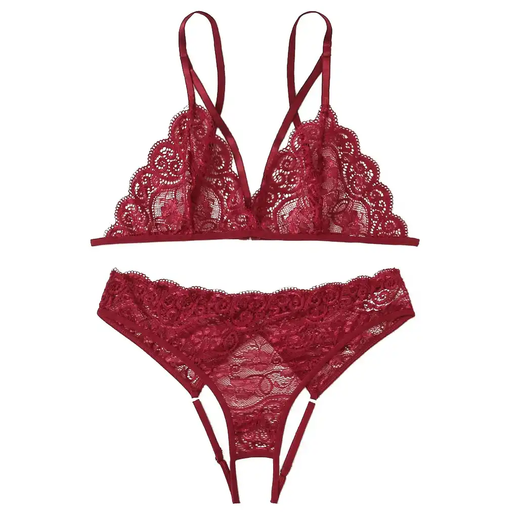 womens red underwear set