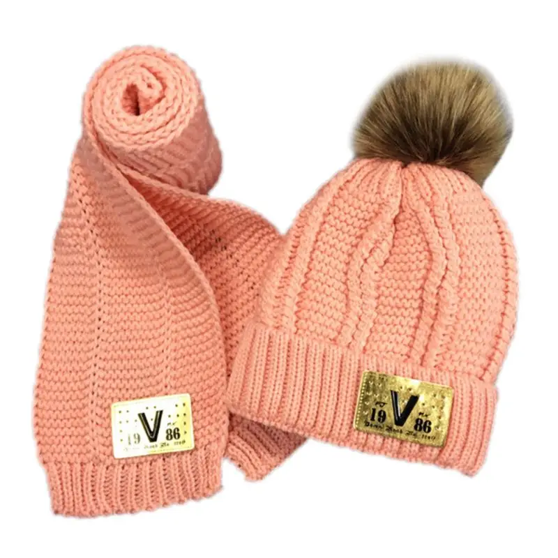 Комплект из 2 предметов; детская зимняя шапка; длинный шарф; яркие цвета; шапка с нашивкой; шапка AXYD